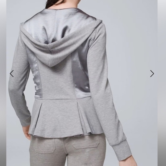 White House Black Market WKND Peplum Jacket Size S Heather Mercury - Picture 11 of 11